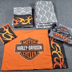 Harley Davidson Bedding Set Flame Rider Fireball Queen Sheets Pillow Cases Sham